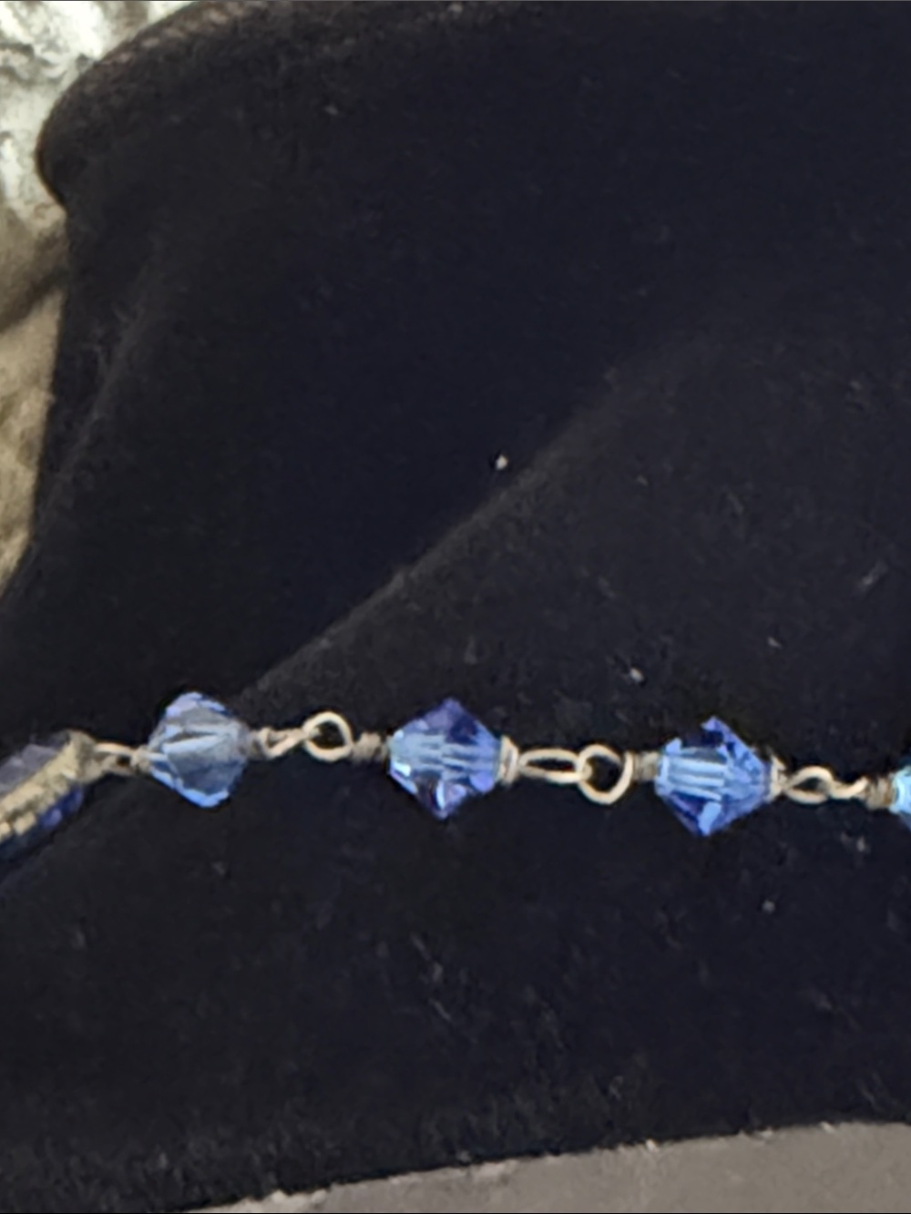 Gorgeous blue crystal necklace sterling silver oxidized hand made vintage - Picture 12 of 13